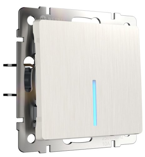 Выключатель с подсветкой без рамки Werkel 1-кл. перламутр рифленый картинка